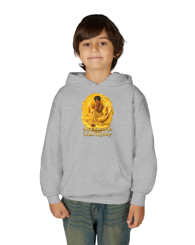 "My Father Says I am Royalty" Youth Heavy Blend Hooded Sweatshirt