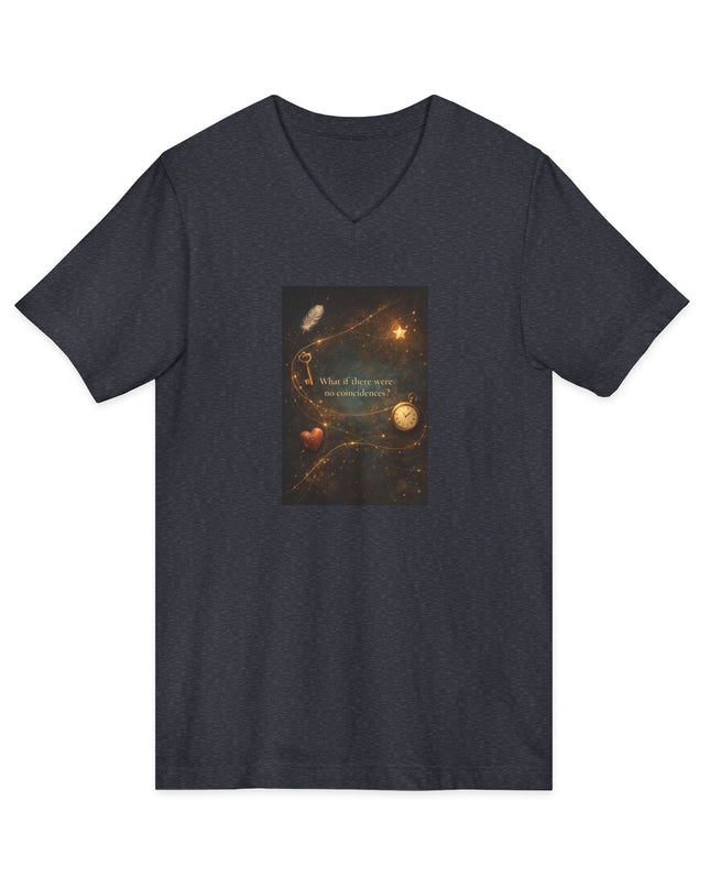 "What If There Were No Coincidences" Unisex Jersey Short Sleeve V-Neck Tee