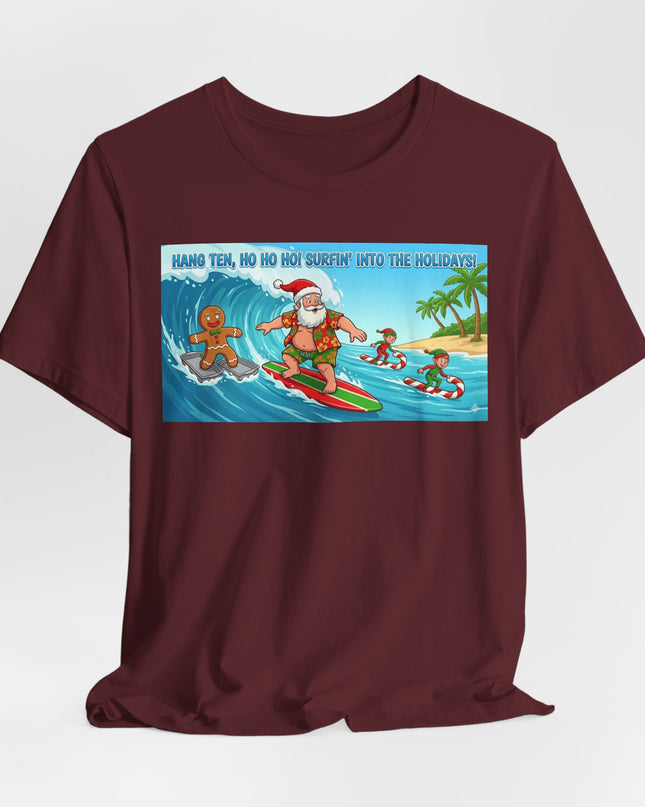 "Surfing into the Holidays" Unisex Jersey Short Sleeve Tee