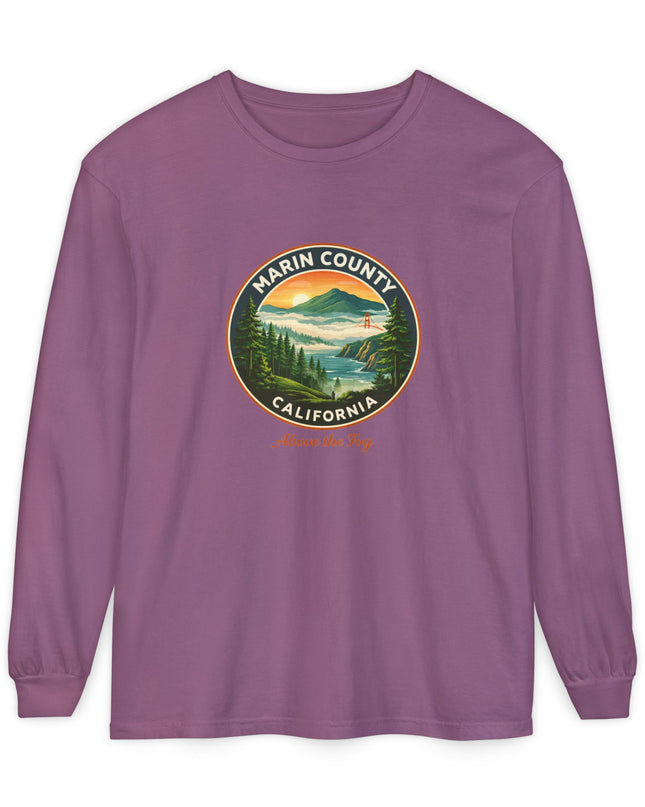 "Marin County, Above the Fog" Unisex Garment-dyed Long Sleeve T-Shirt