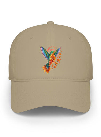 "Hummingbird and Poppies" Low Profile Baseball Cap