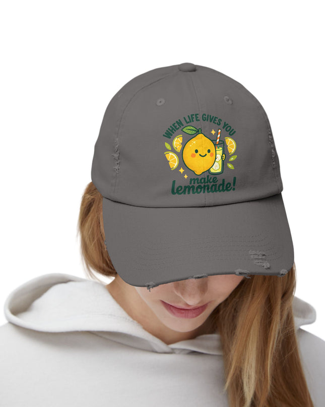"When life gives you lemons, make lemonade" Unisex Distressed Cap