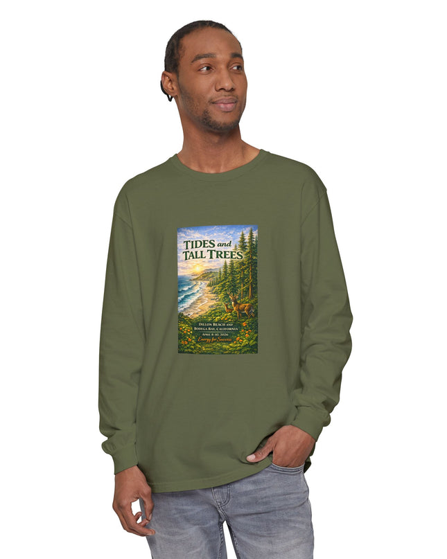 "Tides and Tall Trees" Unisex Garment-dyed Long Sleeve T-Shirt