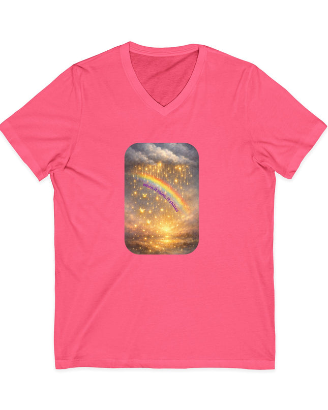 "When It Rains, It Shines" Unisex Jersey Short Sleeve V-Neck Tee