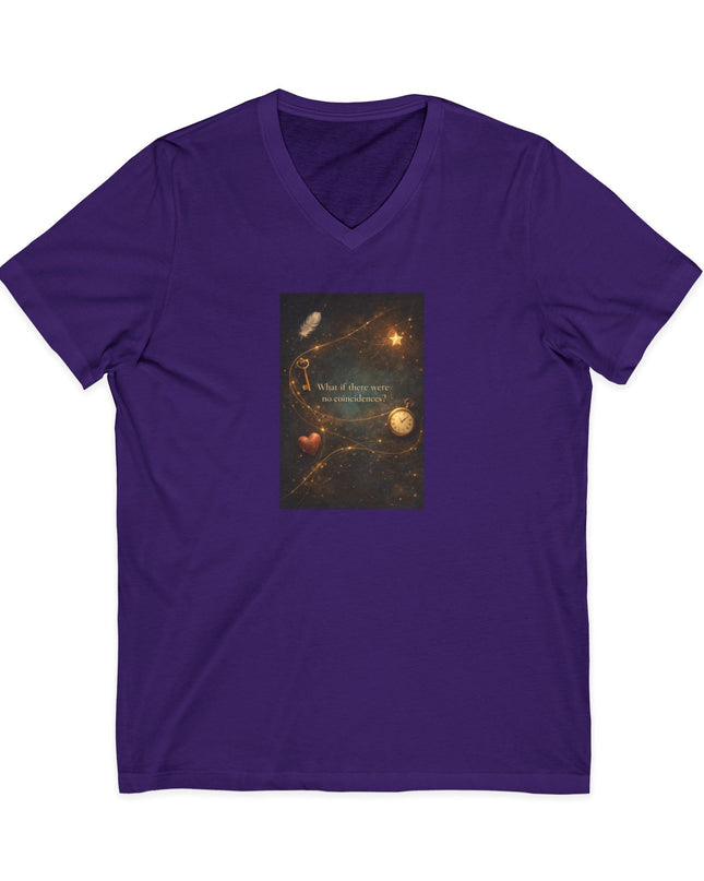 "What If There Were No Coincidences" Unisex Jersey Short Sleeve V-Neck Tee