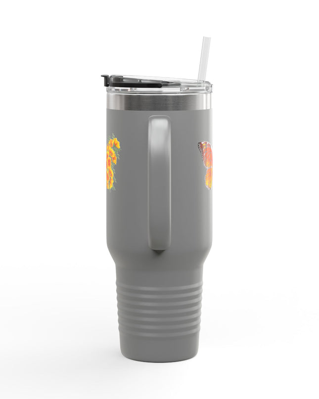 "Butterfly Poppies" Insulated Travel Mug, 40oz