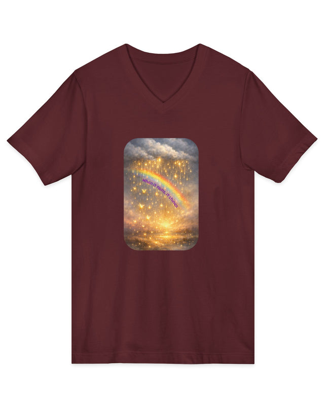 "When It Rains, It Shines" Unisex Jersey Short Sleeve V-Neck Tee