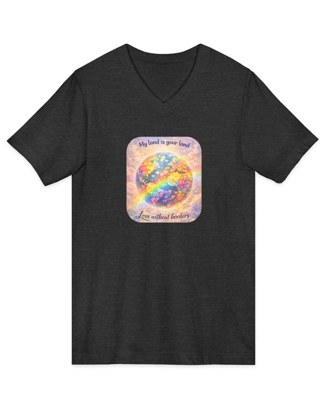 "My Land is Your Land" Unisex Jersey Short Sleeve V-Neck Tee