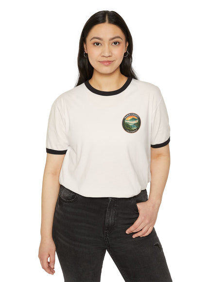 "Marin County - Above the Fog - No Text" (2-sided) Unisex Cotton Ringer T-Shirt