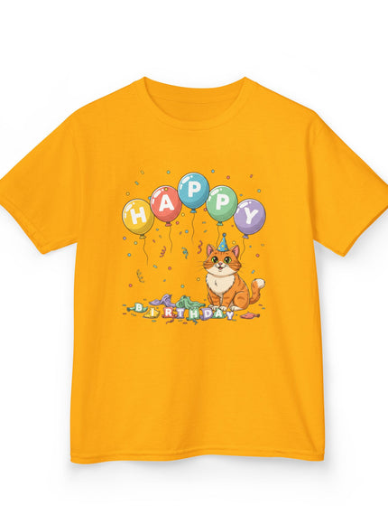 "Happy Birthday - Cat Popped the Balloons" Kids Heavy Cotton Tee