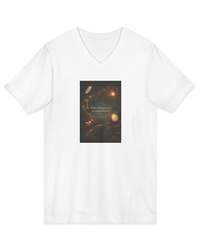 "What If There Were No Coincidences" Unisex Jersey Short Sleeve V-Neck Tee