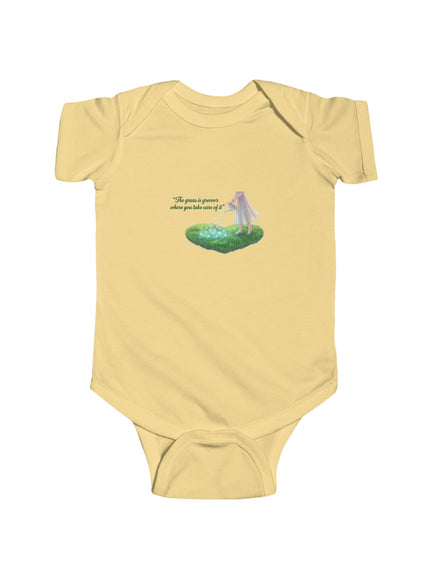 "The Grass is Greener Where You Take Care of It" Infant Fine Jersey Bodysuit
