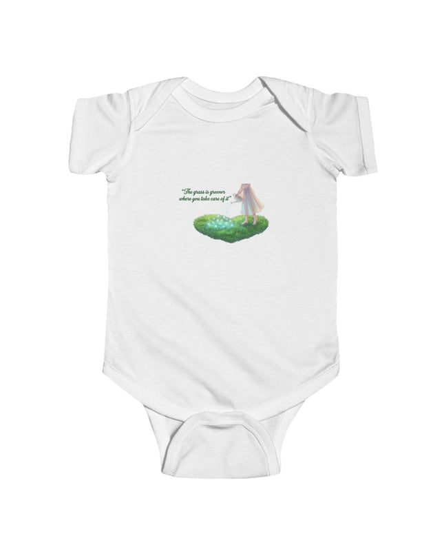 "The Grass is Greener Where You Take Care of It" Infant Fine Jersey Bodysuit