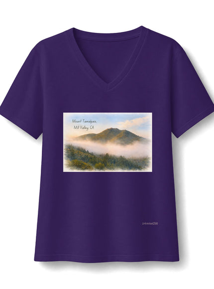 "Mount Tamalpais, Mill Valley, California" Women's Relaxed Jersey Short Sleeve V-Neck Tee