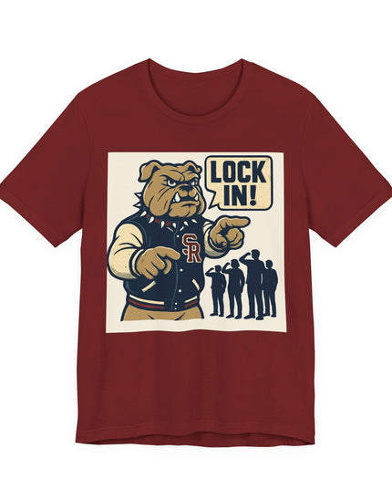 "The Fierce San Rafael High School Bulldog says Lock in!" Unisex Jersey Short Sleeve Tee