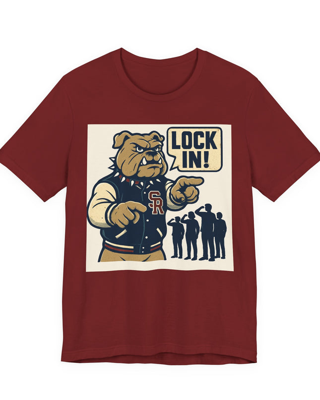 "The Fierce San Rafael High School Bulldog says Lock in!" Unisex Jersey Short Sleeve Tee