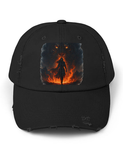 "Eye of the tiger, walking through fire" Unisex Distressed Cap