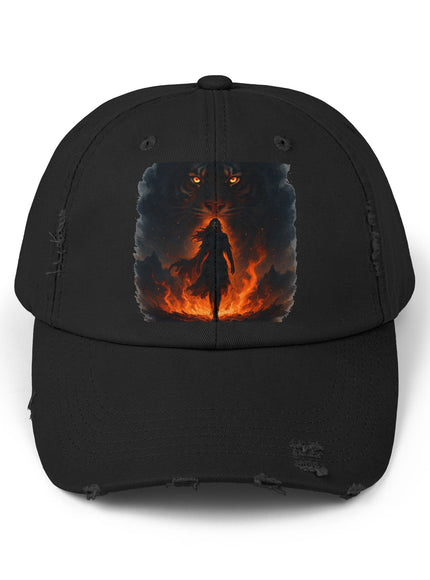 "Eye of the Tiger, Walking Through Fire" Unisex Distressed Cap