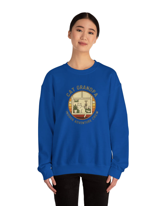 "Cat Grandpa Indoor Adventure Crew" Unisex Adult Sweatshirt