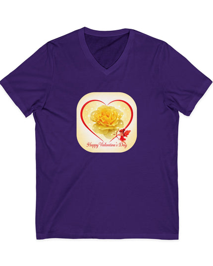 "Happy Valentine's Day" Unisex Jersey Short Sleeve V-Neck Tee