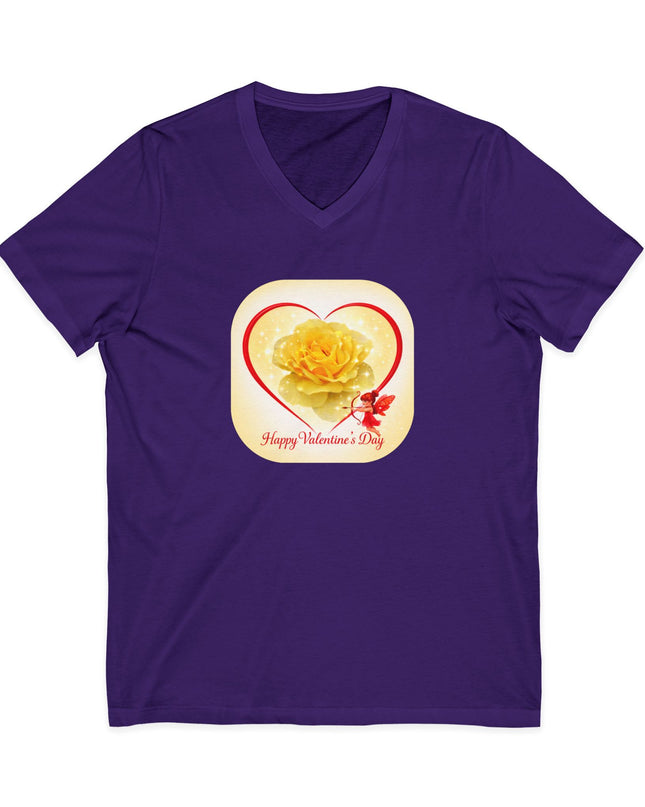 "Happy Valentine's Day" Unisex Jersey Short Sleeve V-Neck Tee