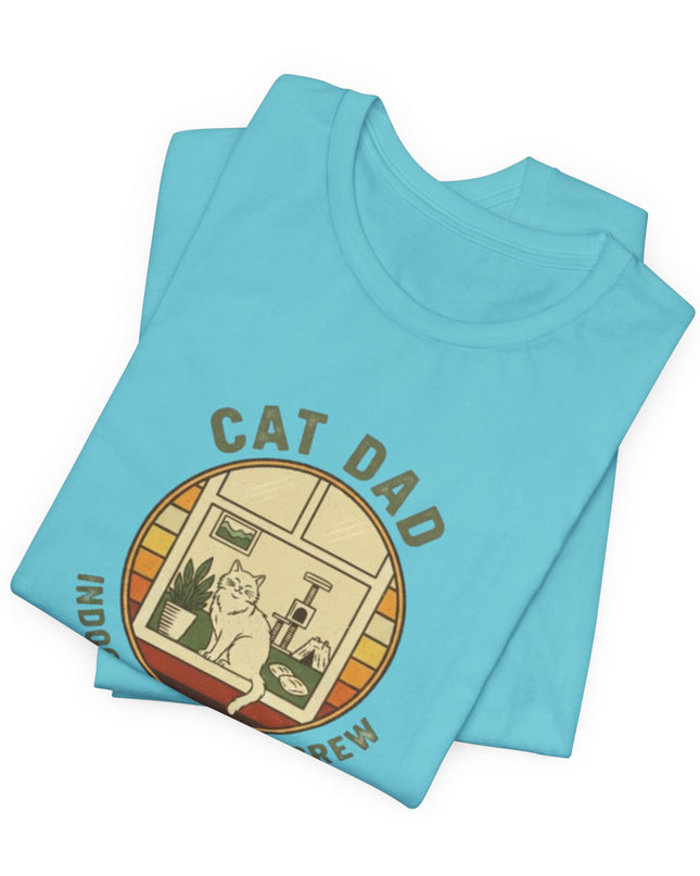 "Cat Dad Indoor Adventure Crew" Unisex Jersey Short Sleeve Tee