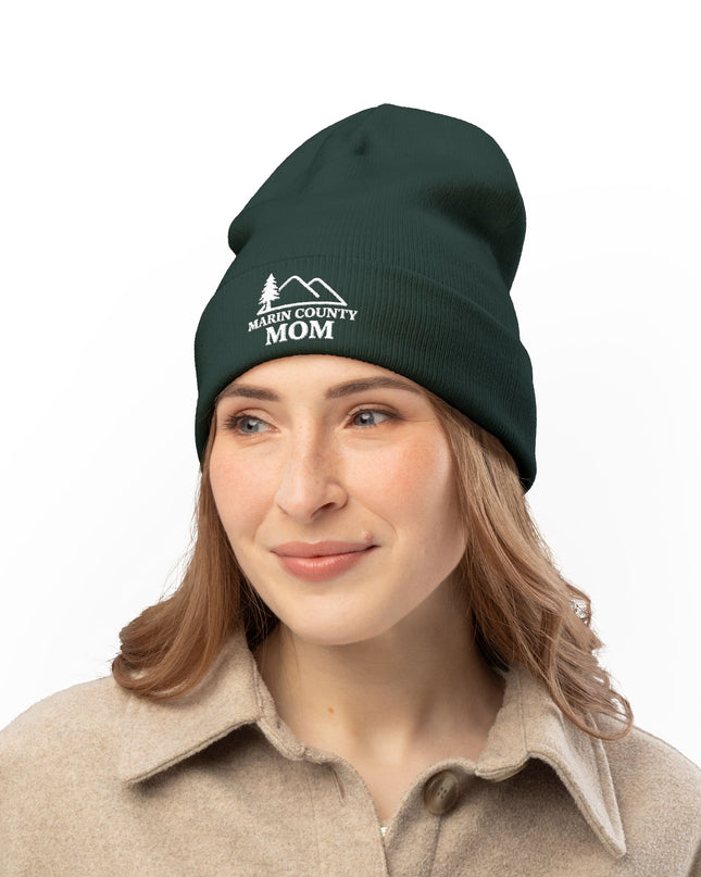 "Marin County Mom" Knit Beanie (Embroidery)