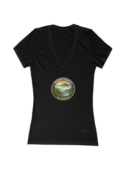 "Marin County, Above the Fog - no text" Women's Jersey Short Sleeve Deep V-Neck Tee