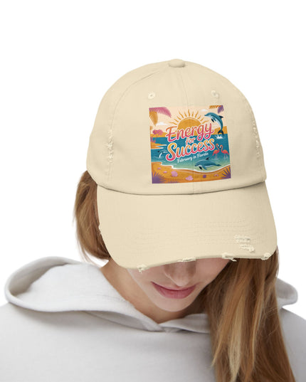"February in Florida, Energy for Success" Unisex Distressed Cap