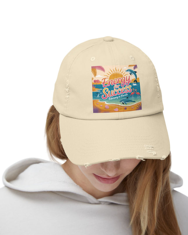 "February in Florida, Energy for Success" Unisex Distressed Cap