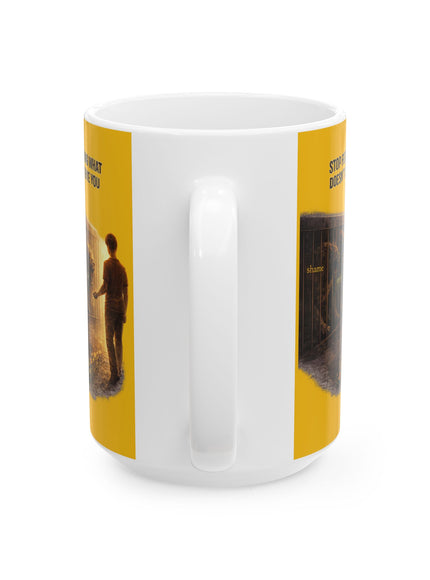 "Stop Feeding What Doesn't Serve You" Ceramic Mug, (11oz, 15oz)