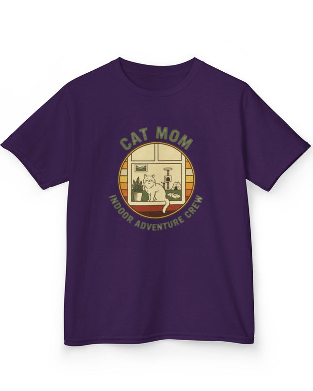 "Cat Mom Indoor Adventure Crew" Kids Heavy Cotton Tee