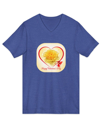 "Happy Valentine's Day" Unisex Jersey Short Sleeve V-Neck Tee