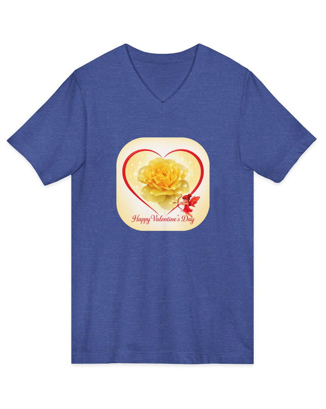 "Happy Valentine's Day" Unisex Jersey Short Sleeve V-Neck Tee