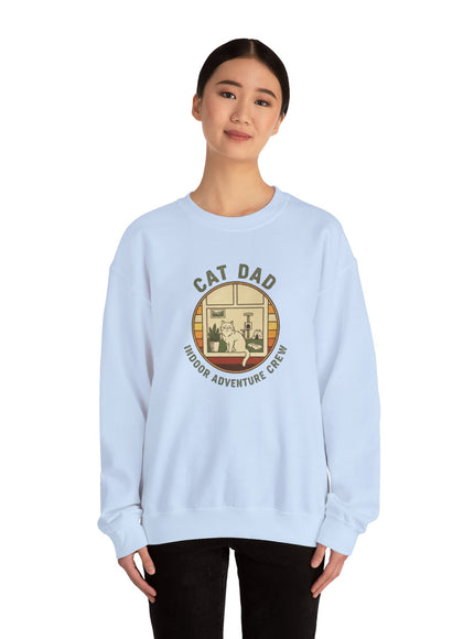 "Cat Dad Indoor Adventure Crew" Unisex Adult Sweatshirt