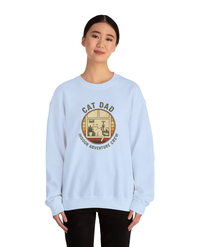 "Cat Dad Indoor Adventure Crew" Unisex Adult Sweatshirt