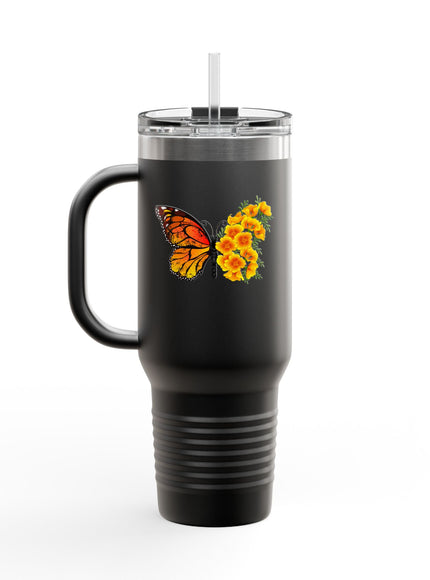 "Butterfly Poppies" Insulated Travel Mug, 40oz