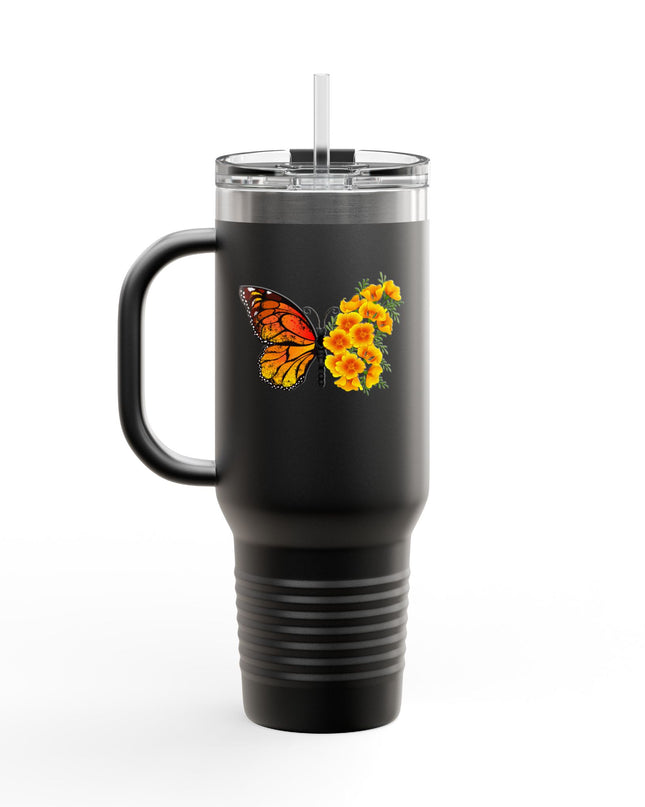 "Butterfly Poppies" Insulated Travel Mug, 40oz
