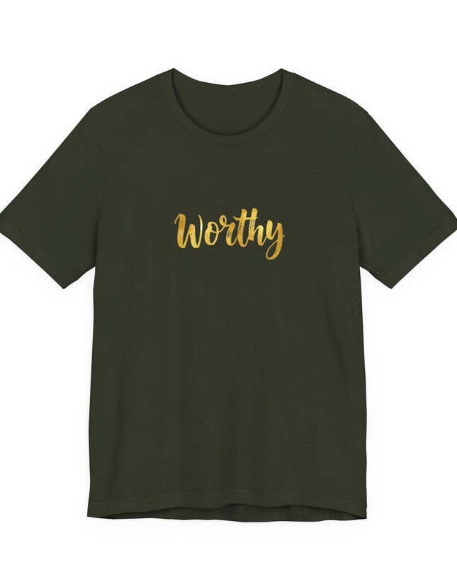 "Worthy in gold foil" Unisex Jersey Short Sleeve Tee