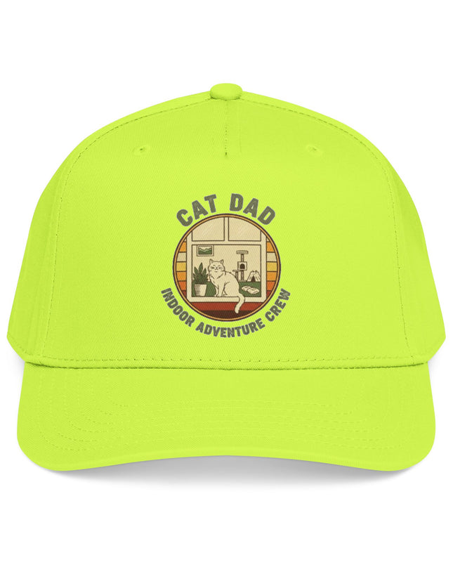 "Cat Dad Indoor Adventure Crew" Mid Profile Baseball Cap