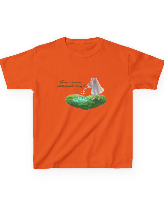 "The Grass is Greener Where You Take Care of It" Kids Heavy Cotton Tee