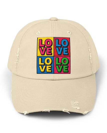 "Love (Andy Warhol style)"Unisex Distressed Cap