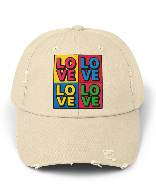 "Love (Andy Warhol style)"Unisex Distressed Cap