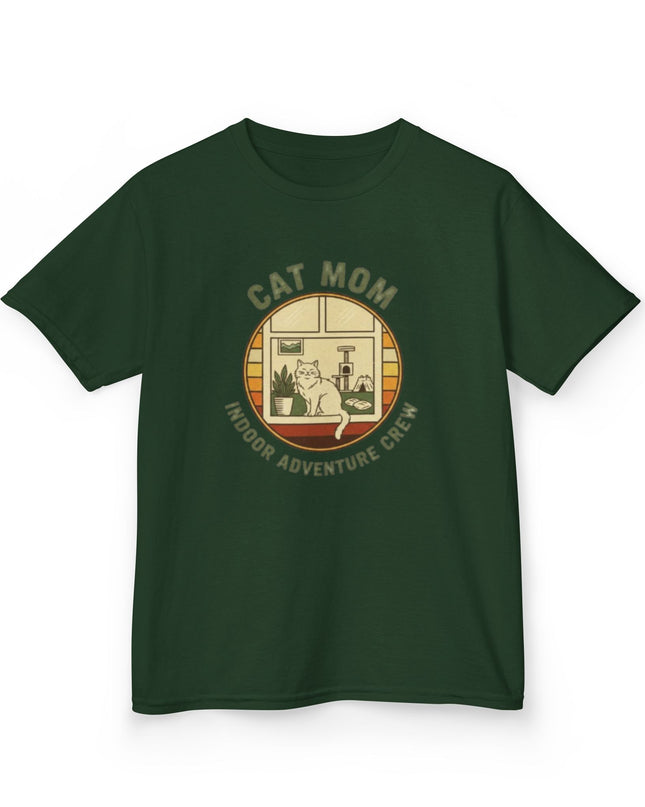 "Cat Mom Indoor Adventure Crew" Kids Heavy Cotton Tee