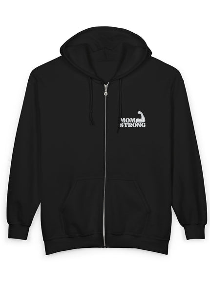 "Mom Strong (White embroidery)" Unisex Heavy Blend Full Zip Hooded Sweatshirt