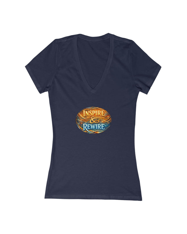 "Inspire and Rewire" Women's Jersey Short Sleeve Deep V-Neck Tee