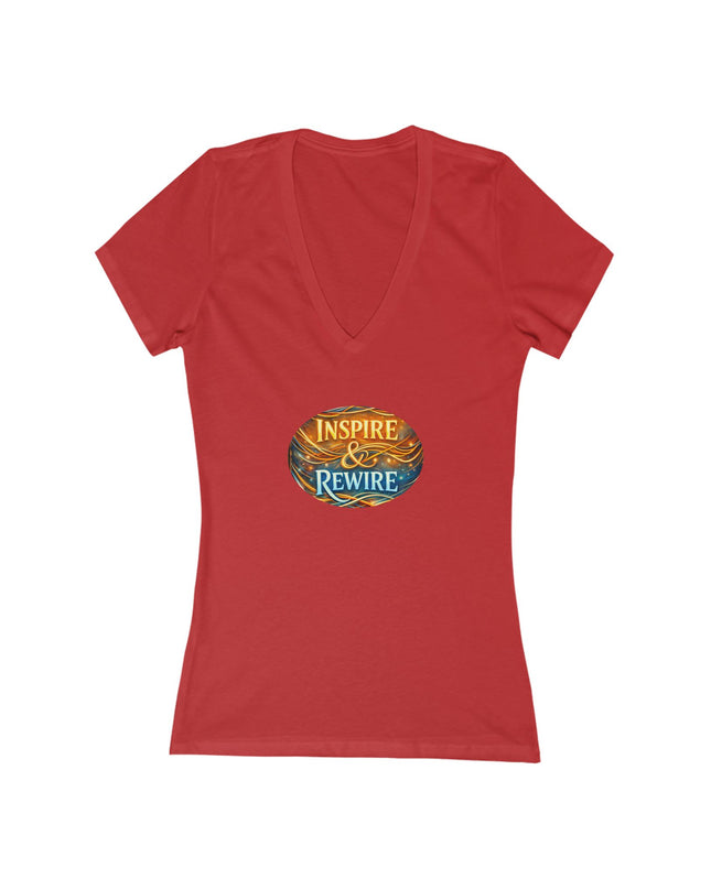 "Inspire and Rewire" Women's Jersey Short Sleeve Deep V-Neck Tee