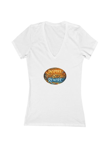 "Inspire and Rewire" Women's Jersey Short Sleeve Deep V-Neck Tee