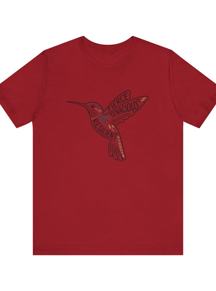 "Hummingbird with words in it" Unisex Jersey Short Sleeve Tee