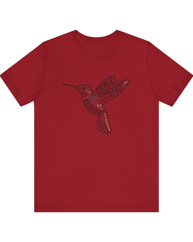 "Hummingbird with words in it" Unisex Jersey Short Sleeve Tee